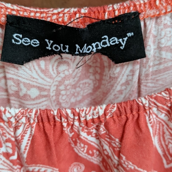 See You Monday Coral and Cream Fringed Rom… - Picture 5 of 6